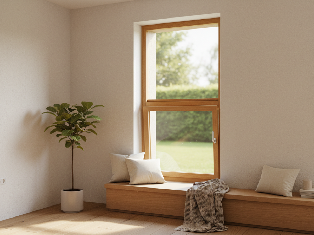 Holz-Kippfenster mit Oberlicht im wohnzimmer