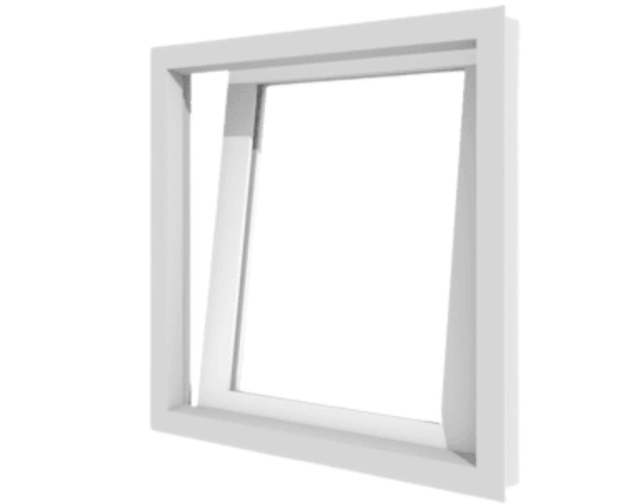 Kunststofffenster weiß aus Kunststoff mit Kippöffnung, moderner Rahmen ohne Scheibe