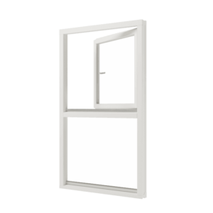 Holz-Dreh-Kipp-Fenster oben mit festverglastem Element darunter